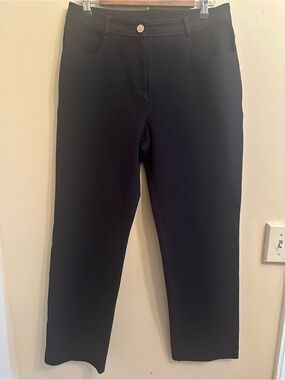 St. John Sport Classic Black Straight-Leg Pants Size 8